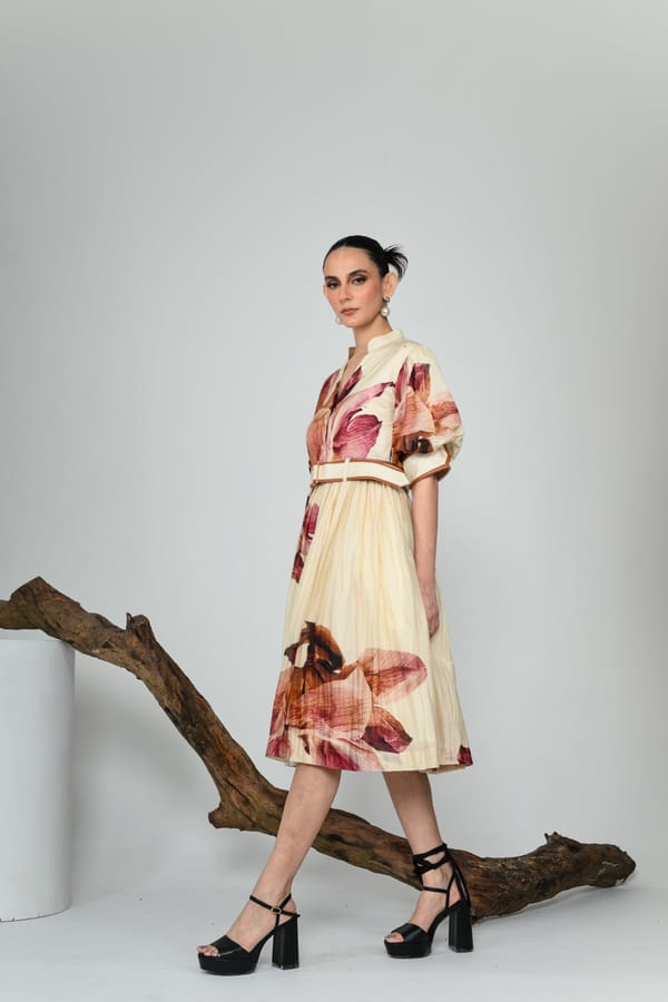 Mauve Poetry Gathered Dress — The Dramebaaz Company