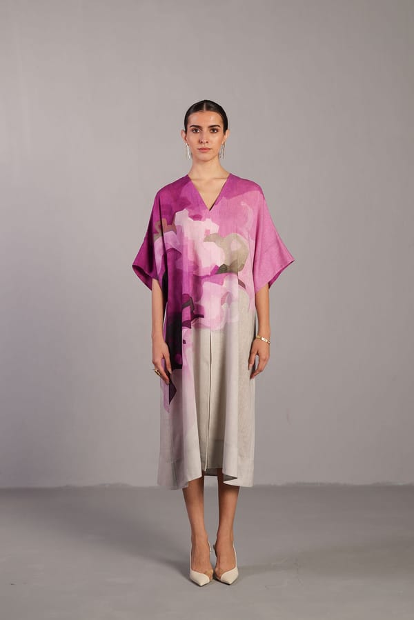 Diffuse Beetroot & Light Grey Long Dress — CLOS