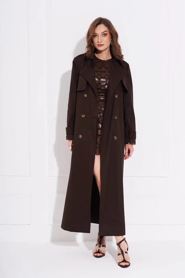 Walnut Oversized Cotton Twill Trench Coat — Torqadorn