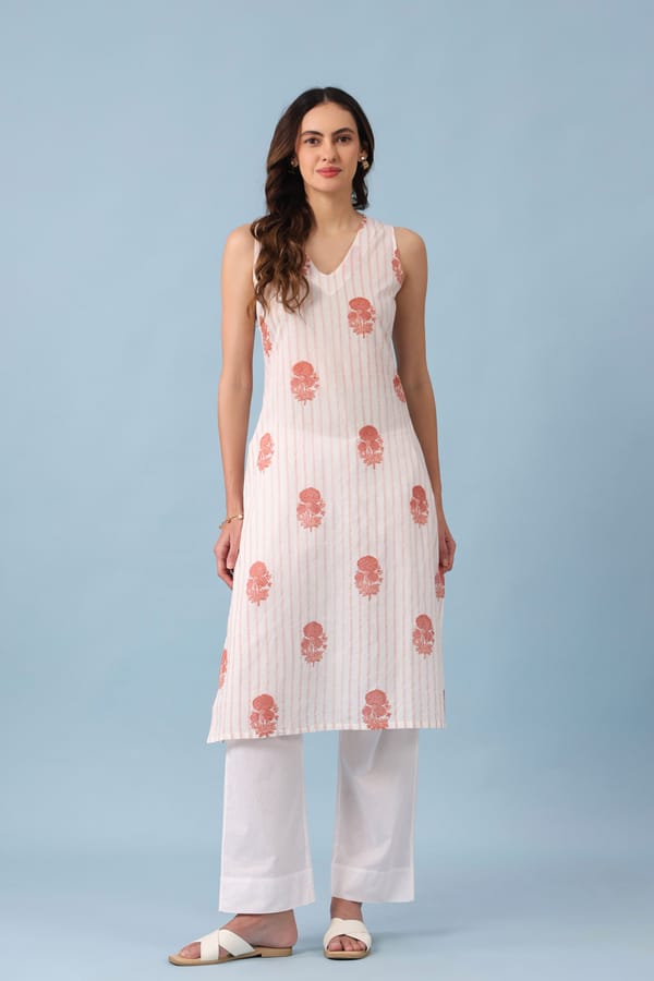 Sleeveless V Neck Kurta — Ratan Jaipur