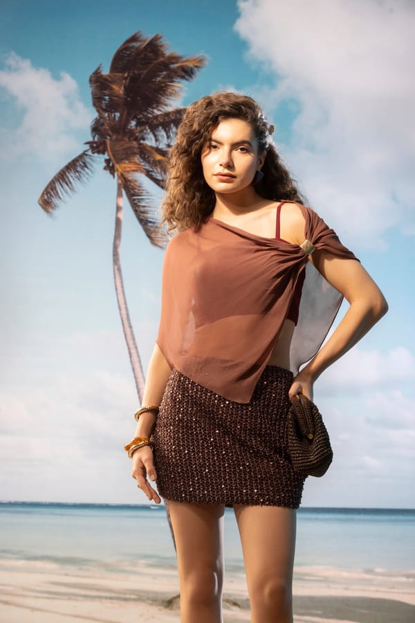 Sheer Cape Mesh Mini Skirt Coord — KAYJAY BY KRITIKA JAIN