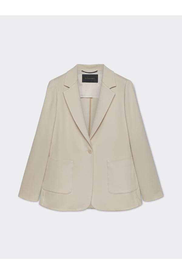 Beige Tailored Single-Breasted Lapel Collar Jacket — ELENA MIRO