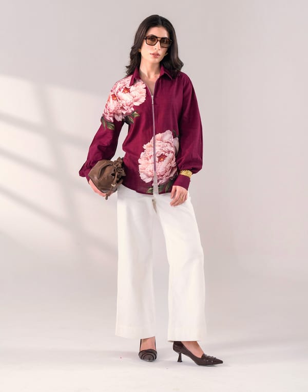 Wine floral shirt — Label by Mohita