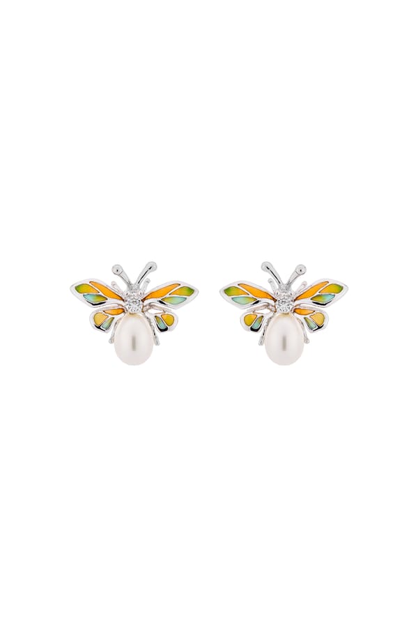 Orange Mystic Butterfly Stud Earrings — Miss Jo