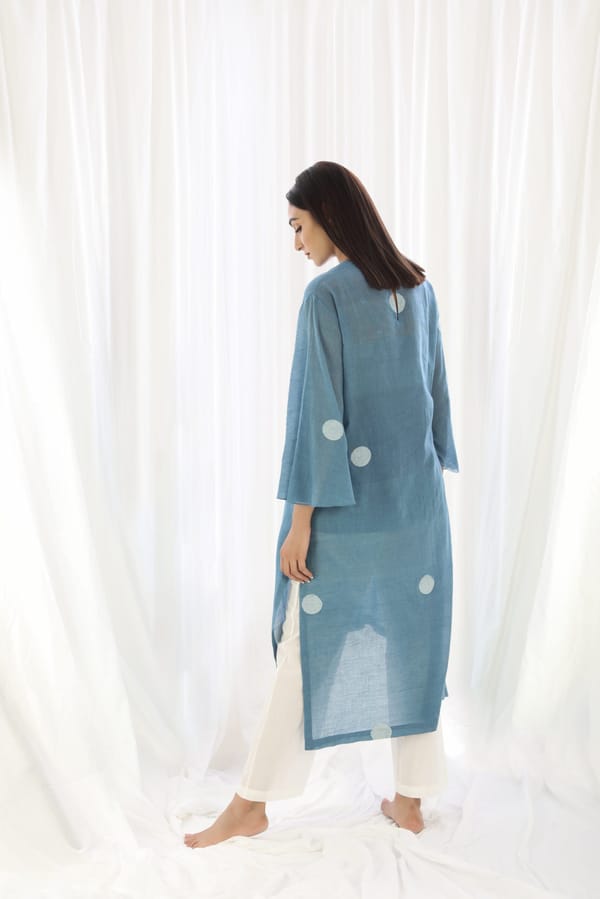 French Blue Wide Sleeve Top Co-ord — Khat