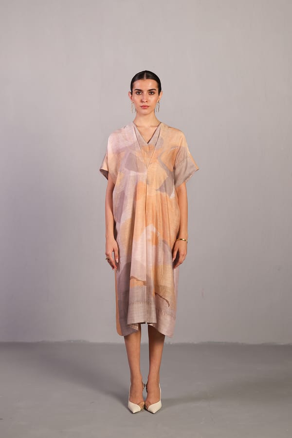 Candy Floss Soft Grey & Orange Dress — CLOS