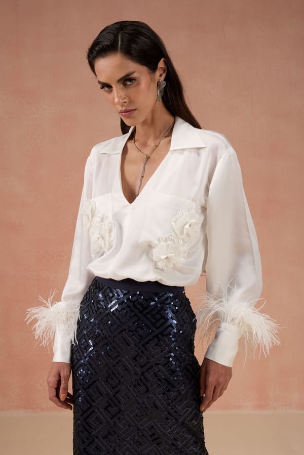 Ivory Embellised Shirt — Label IRIS