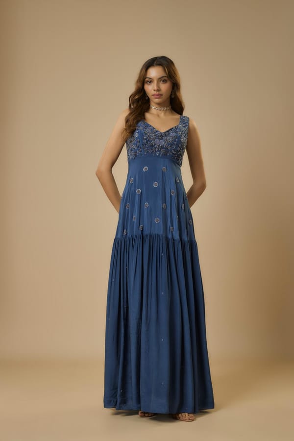 Midnight Embroidered Gown — EWOKE STUDIO