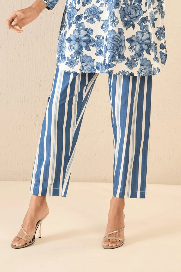 Meadow Stripes: Blue Stripe Pant — SHIVANI BHARGAVA
