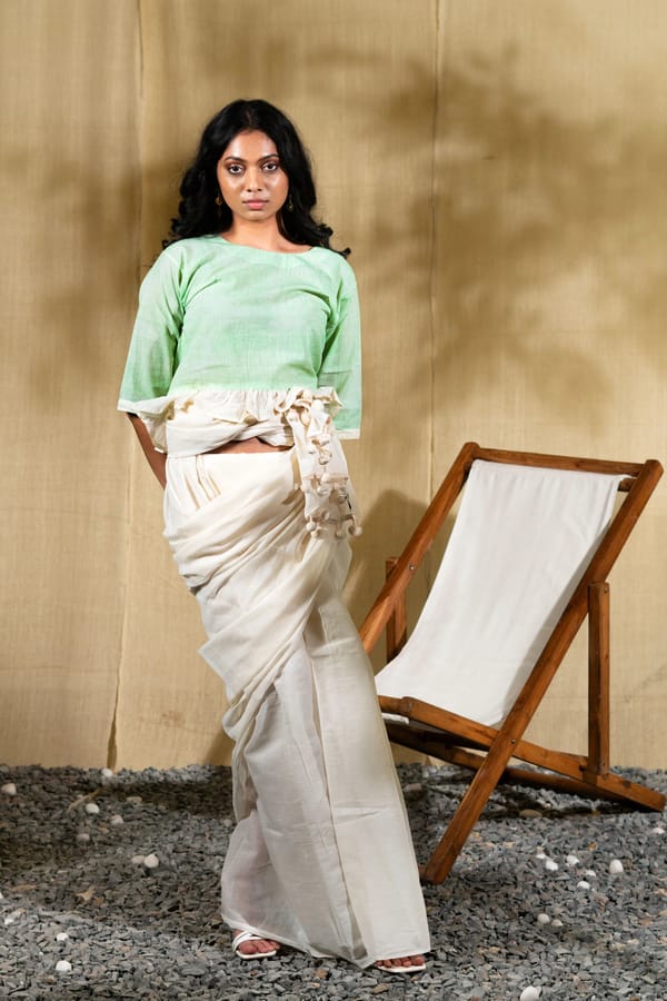 Blur Mul Saree With Deccan Blouse — Banana Labs