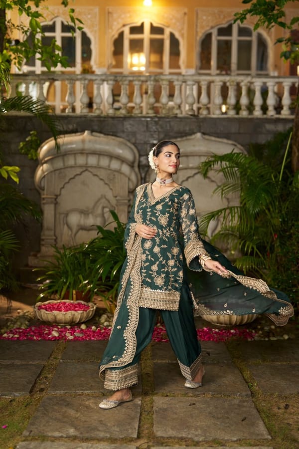 Purple Organza Embroidered Kurta Set With Farsi Salwar — NARAYANI VASTRA
