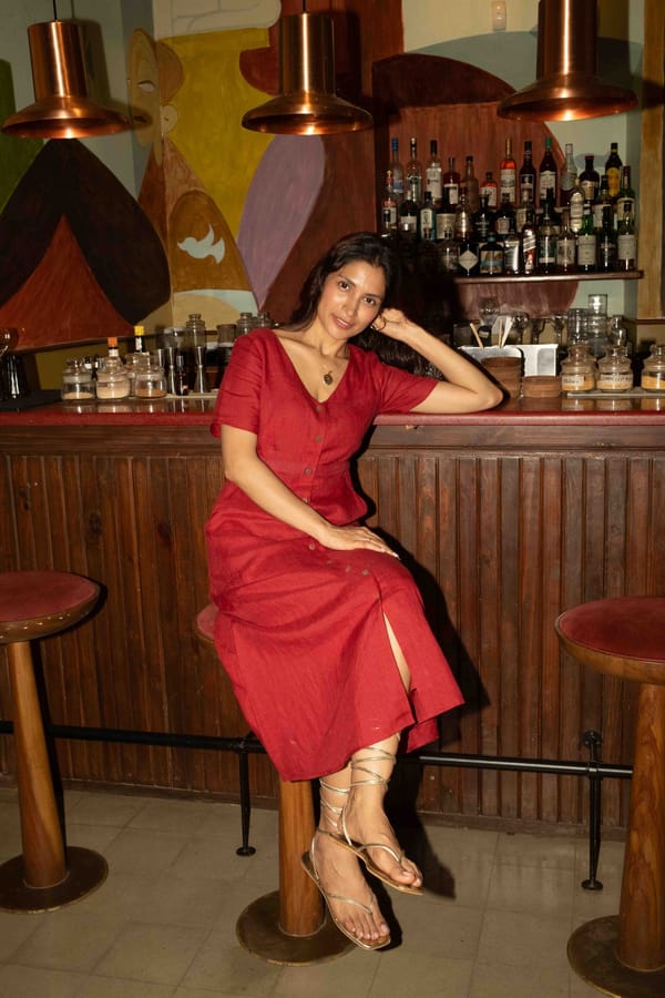 The Linen V Neck Buttondown Dress — Creatures of Habit