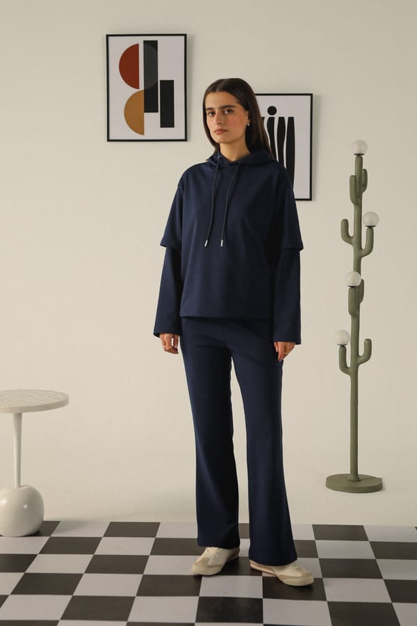 Berry Blue Scuba Fleece Hoodie and Bootcut Co-ord Set — Muvazo