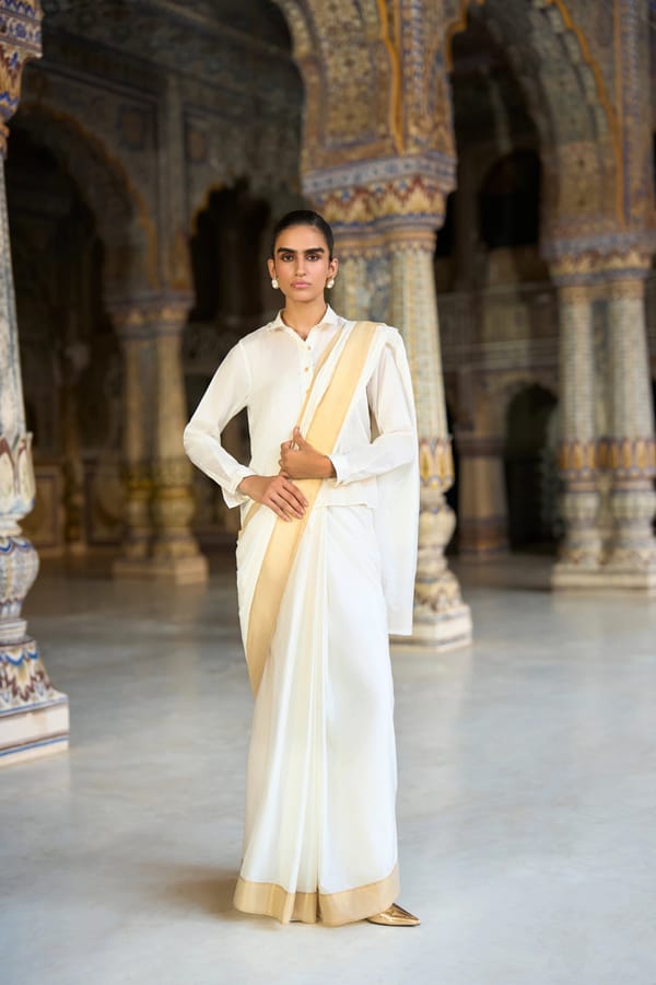 Gold Border Sari Drape Skirt — Dash and Dot