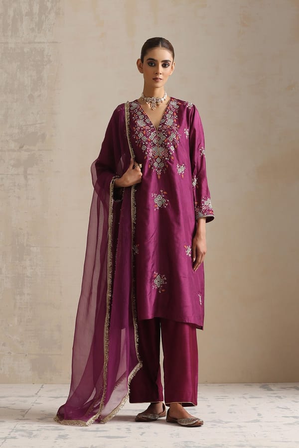 Aubergine Adya Kurta Set — Shikha Mehta