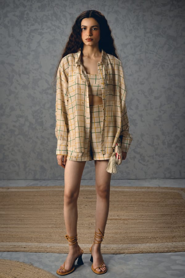 Nori shirt set-IVORY — Paulmi and Harsh