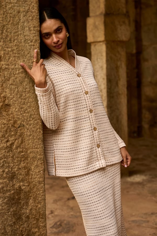Ivory Textured Knit Button-Front Top — Dash and Dot