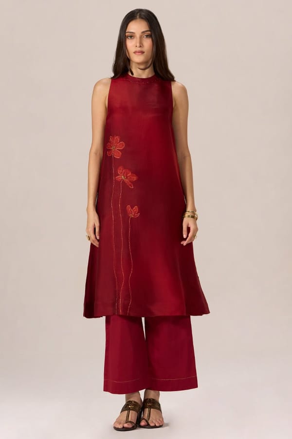Maroon Silk Co-ord Set — Ganga Fashions Pvt Ltd
