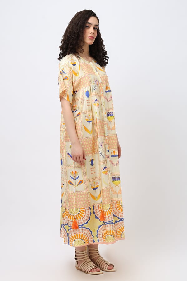 Easy Summer Maxi With Tie-Up Belt — Jungle Marigold