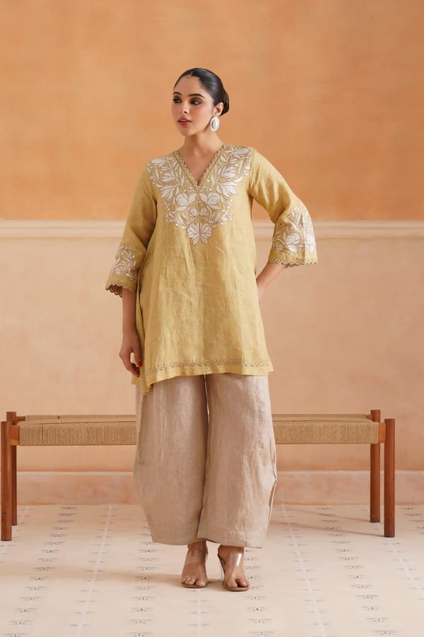 Luna Pure Linen Embroidered Matching Set — NEETIKA CHOPRA