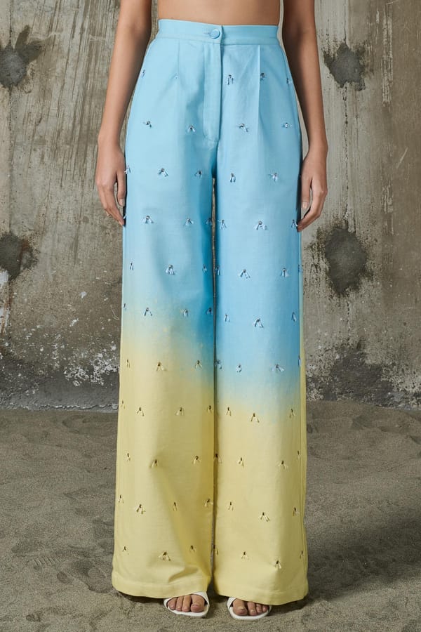 Soft Horizon Embroidered Trousers — Pocketful Of Cherrie