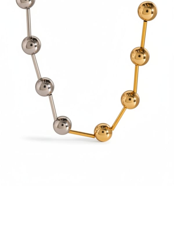 Gold Silver Color Block Steel Ball Necklace — Cao Jewellery
