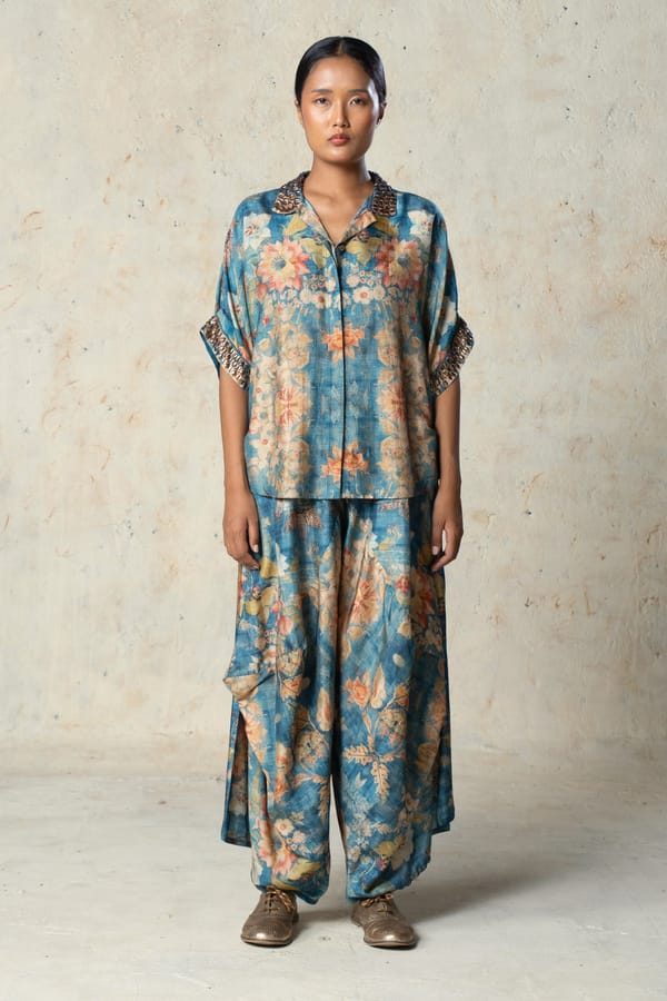 Blue Muse Co Ord Set — Basil Leaf