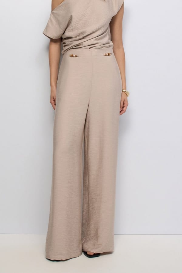 High-Waist Pants With Beaded Belt Detail — SALSA JEANS