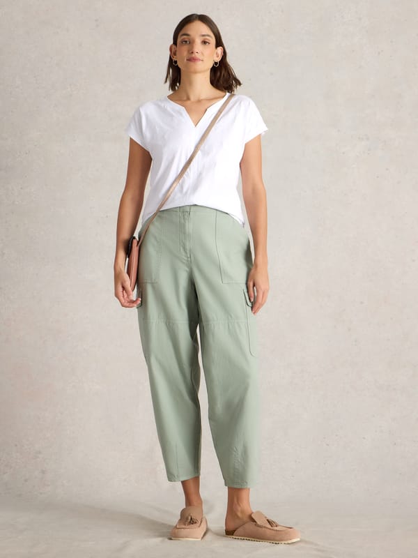 Brilliant White Notch-Neck Tonal Embroidered Tee — White Stuff