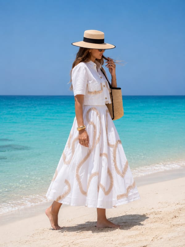 White Cotton Shirt and Midi Skirt Co-ord Set — The Pink Lion