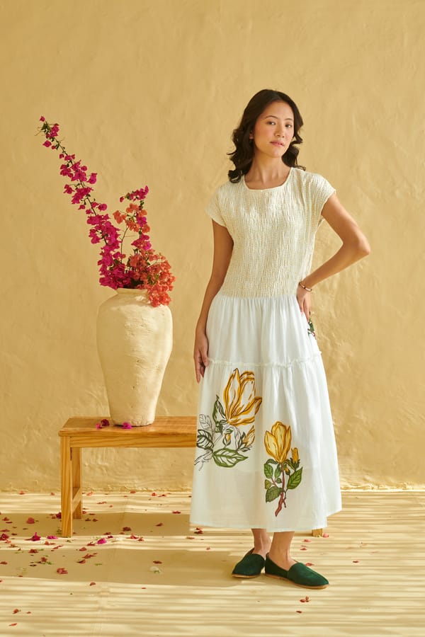 Sia Ivory Smocked Dress — Shop Roho