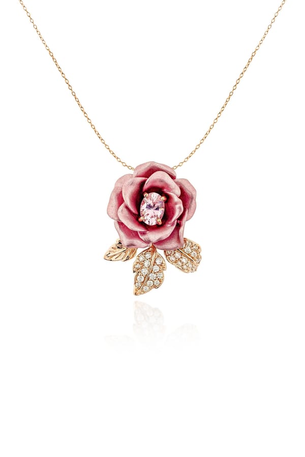 Pink Verdant Rose Vine Pendant With Chain — Miss Jo