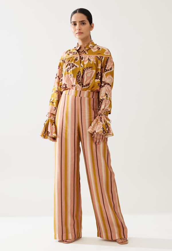 Mustard And Pink Stripe Pants — KoAi