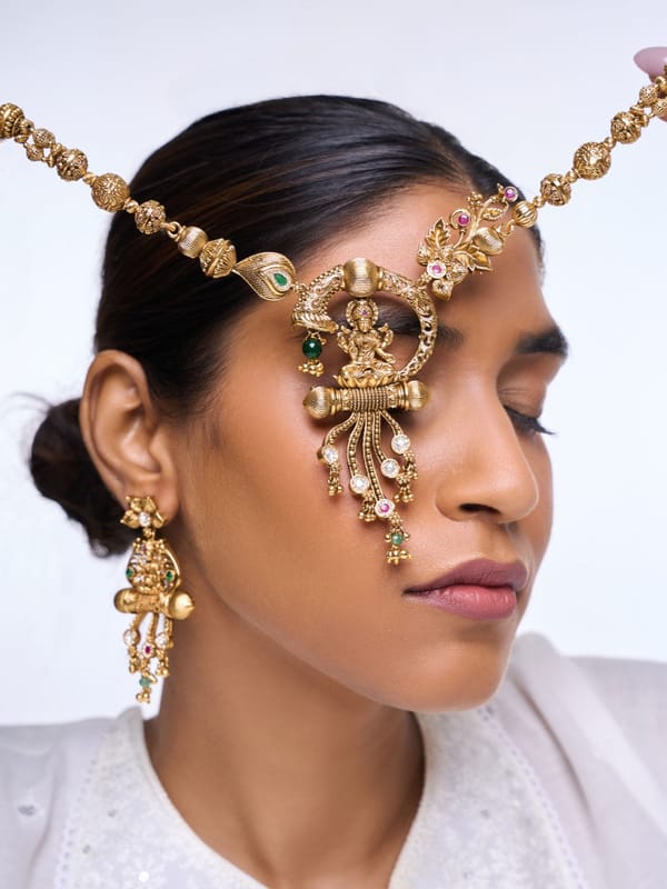Premium Lakshmi Antique Pendant Earrings — Cao Jewellery