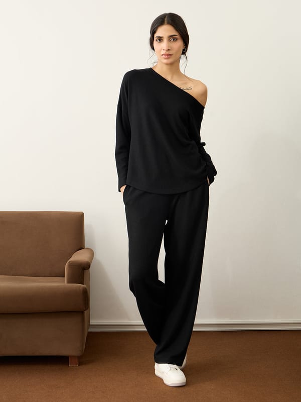Waffle One Shoulder Co-Ord Set — Femmella