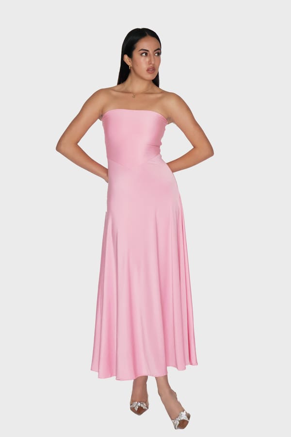 Pink Flare Tube Dress - Flow Dress (Flamingo) — Select Staples