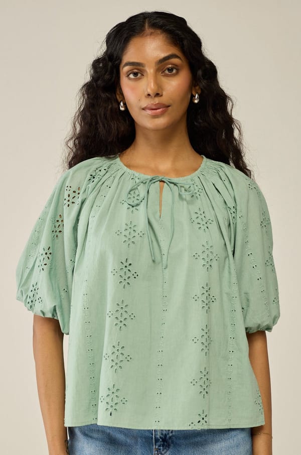 Teal Schiffly Top — Move About Effortlessly