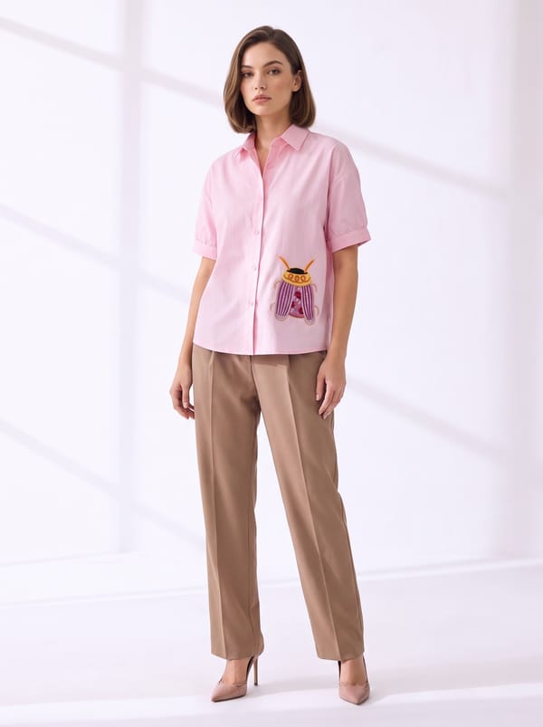 Soft Pink Embroidery Shirt — THE LUXURY DRESSING