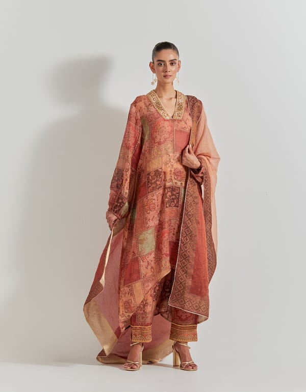 Multicolour Printed Straight Kurta Set With Dupatta — Kavita Bhartia