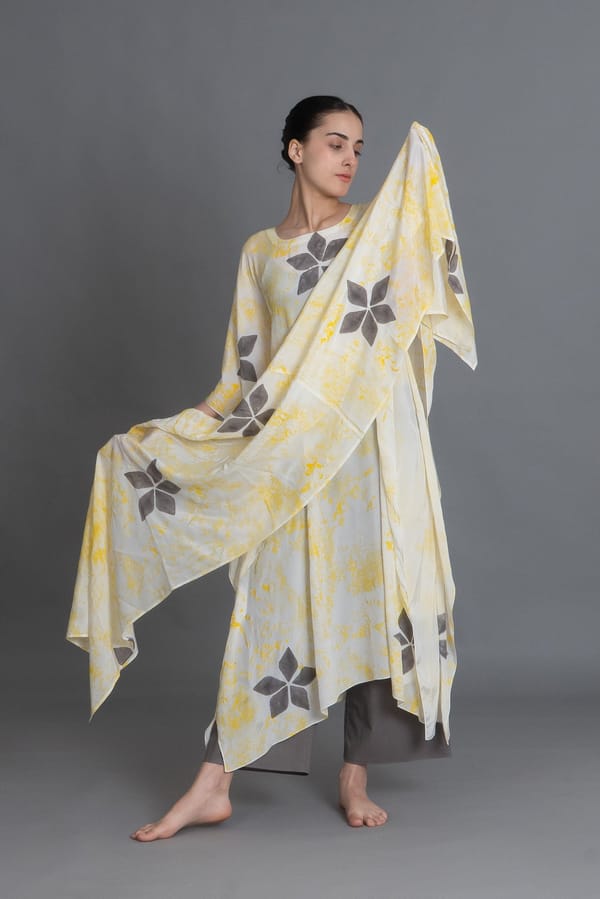 Crezia Silk Kaftan Co-ord with Scraff — Khat