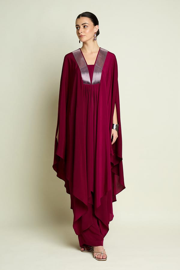 Ruby Metallic Kaftan Set — Aakaar