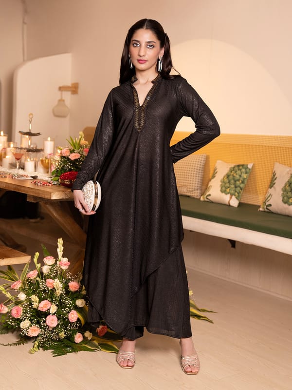 Shimmer Embroidered Asymmetric Tunic — HOUSE OF FETT