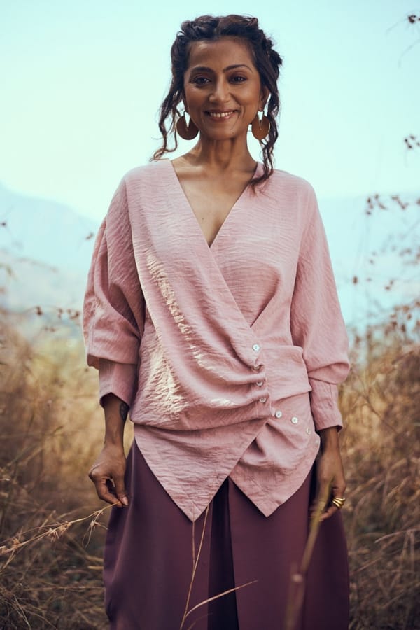 Sora Wrap Top In Dusky Pink — Unrush