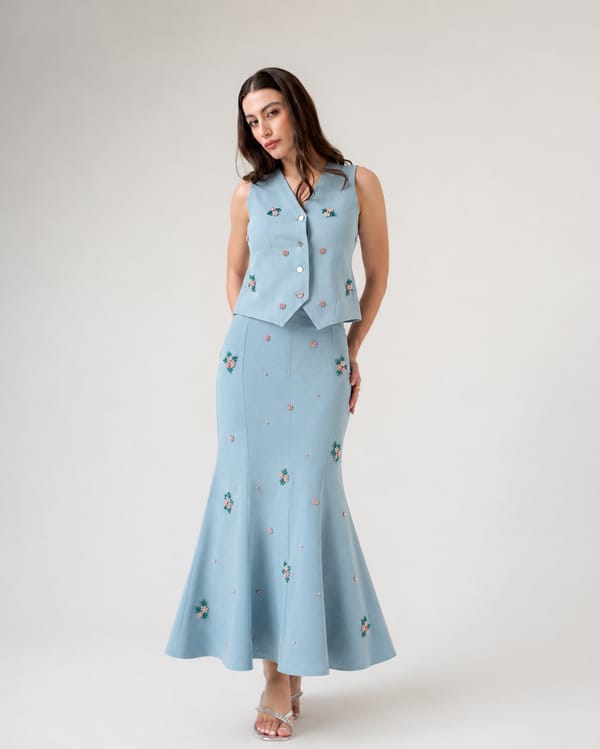 Rosalie Denim Waistcoat and Skirt Co-ord — MAGIA