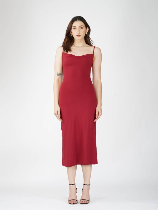 Red Cowl Neck Dress - Glow Dress (Cherry) — Select Staples