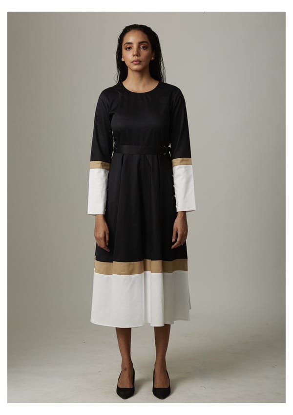 Black Colorblock Culotte Jumpsuit with Belt — Escape By Aishwarya