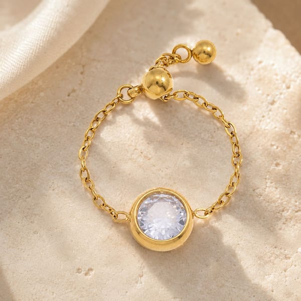 18K Gold Plated Chain Link Ring, Diva — Inaya Accessories