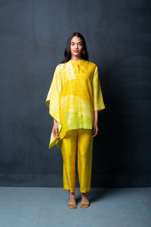 Dupion Silk Kurta Set Yellow — CLOS