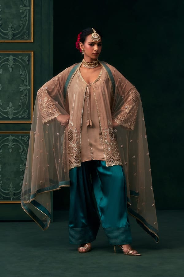 Elina Crepe Embroidered Jacket Set — NEETIKA CHOPRA