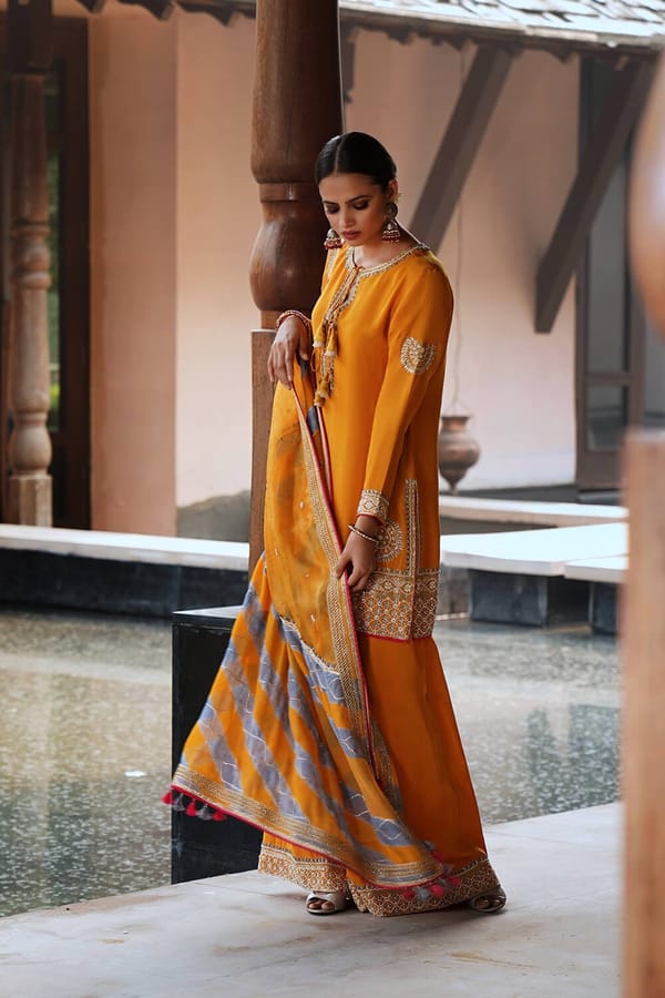 Kyra The Mustard Ghera Suit Set — Kyra